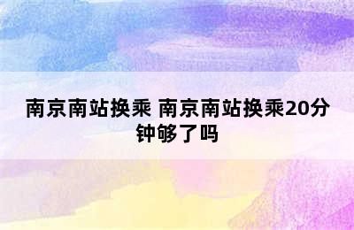 南京南站换乘 南京南站换乘20分钟够了吗